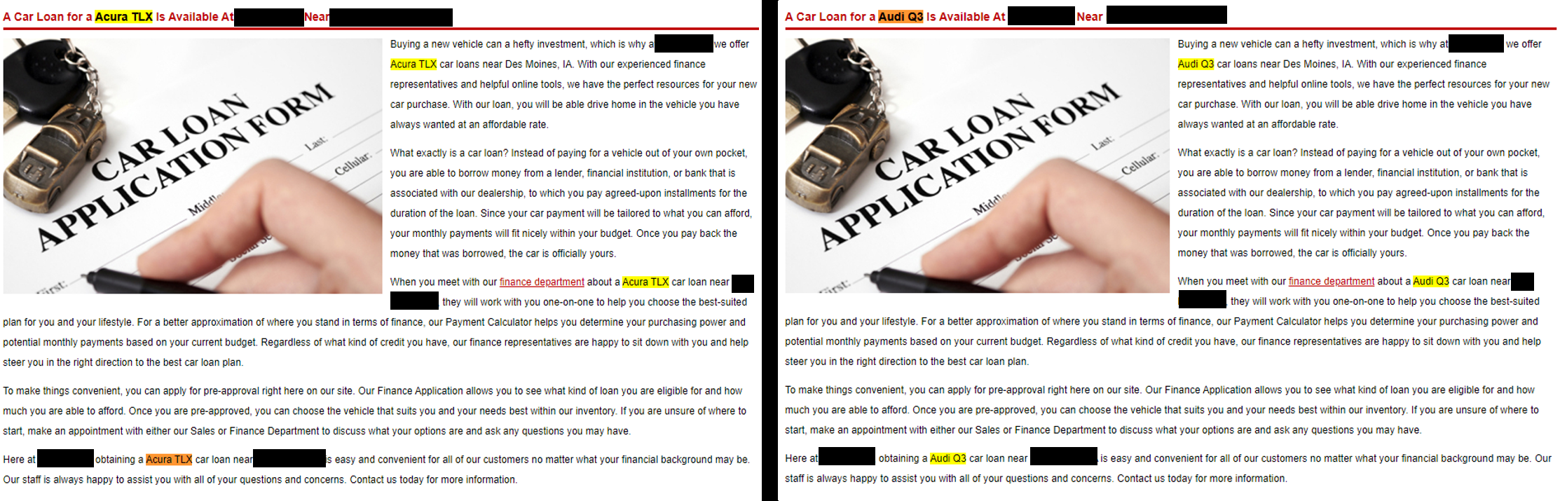 2 different websites with cloned content
