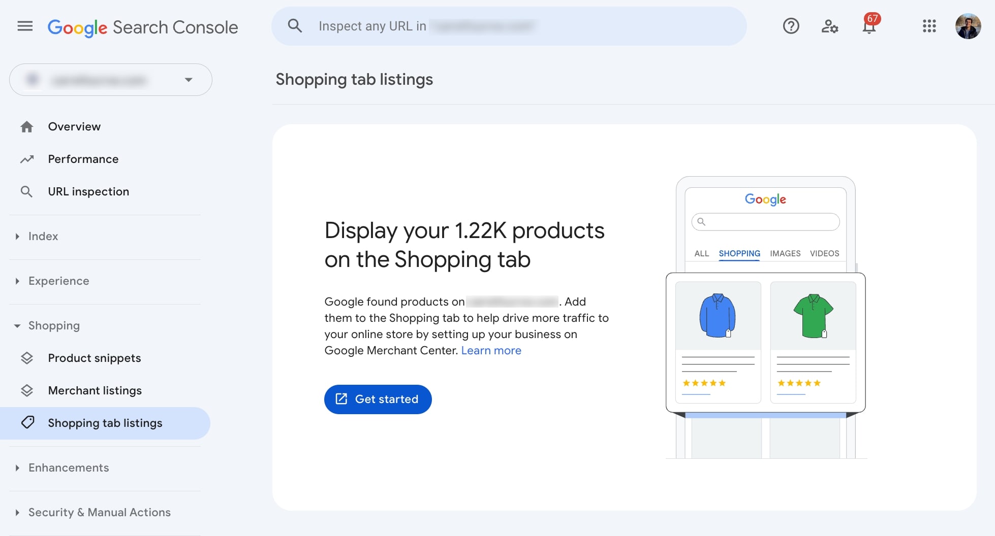 search-console-shopping-tab